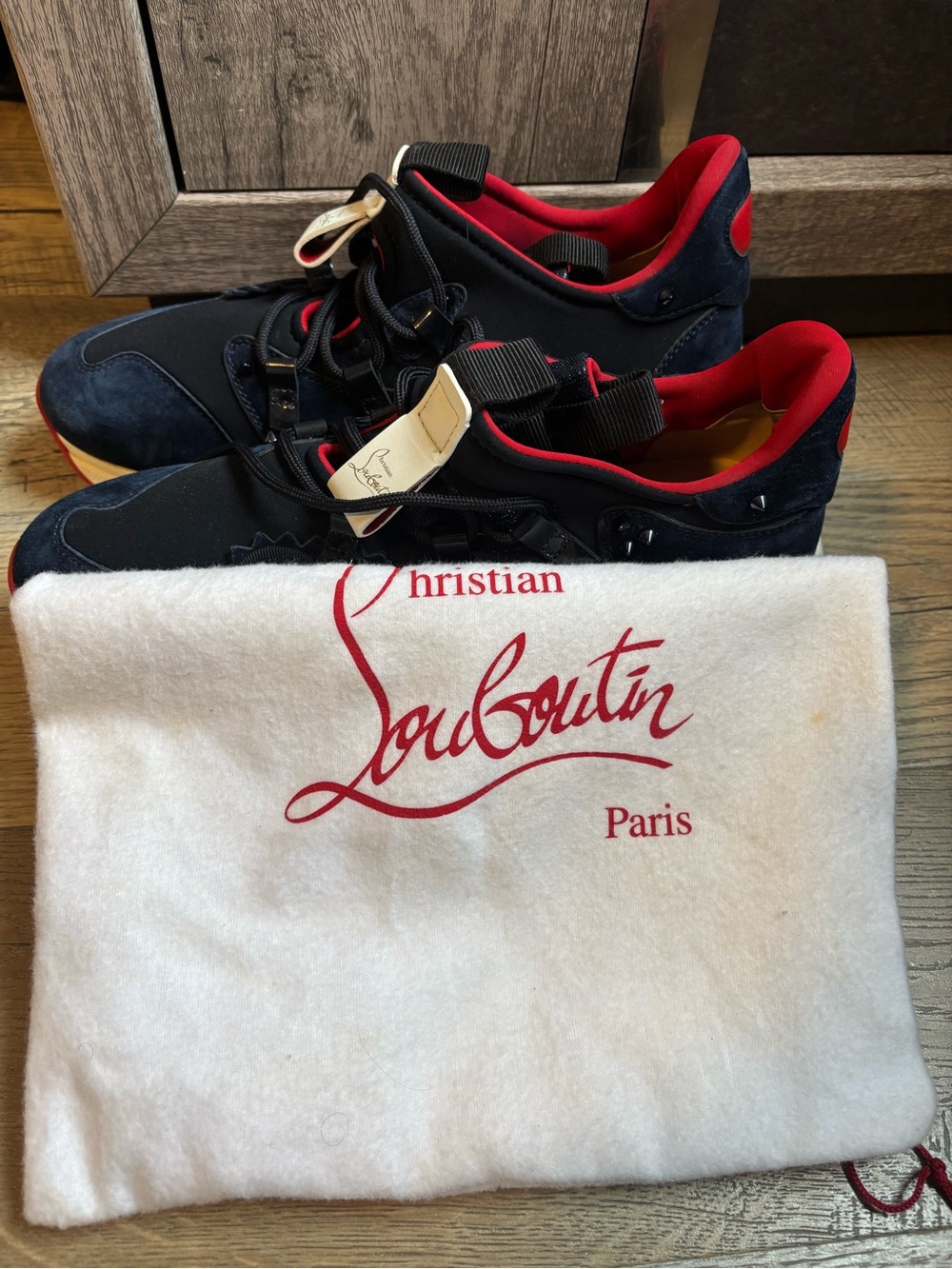 Christian Louboutin Black Sneakers with Red Lining
